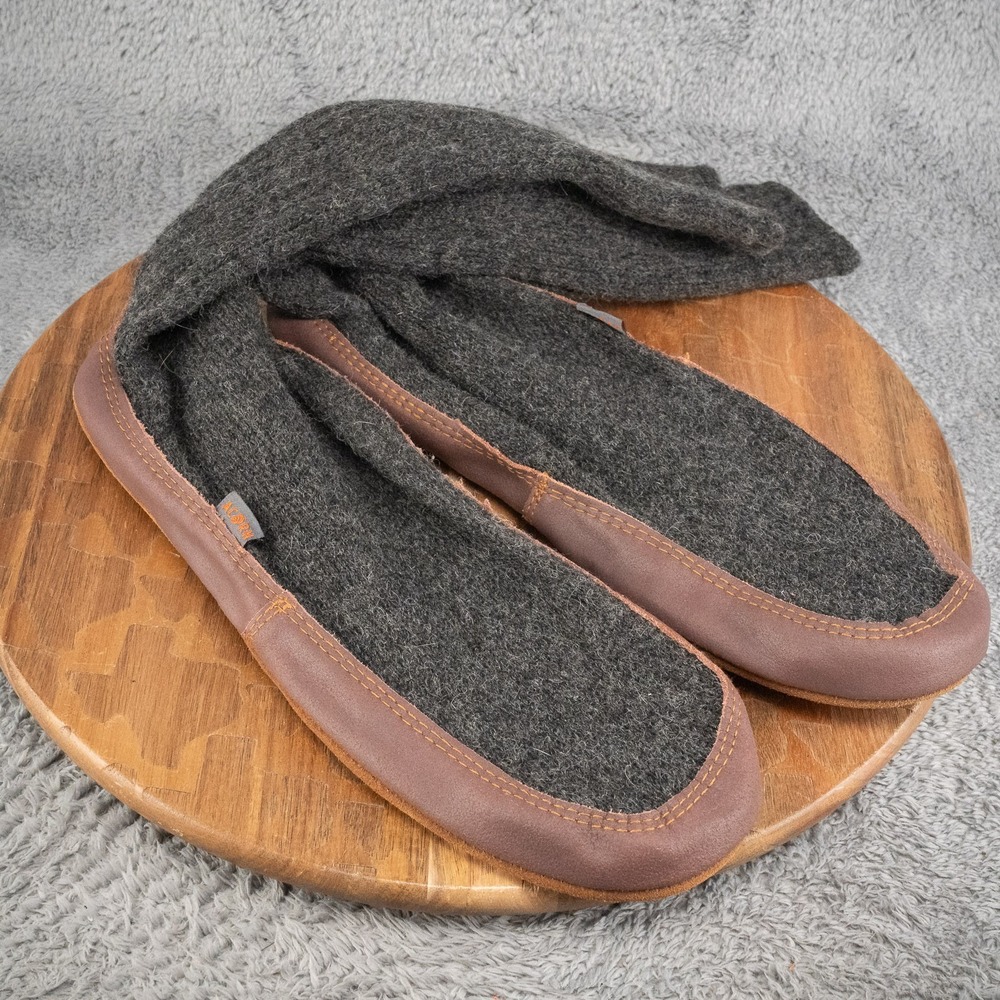 Acorn Slipper Sock Rag Sweater Leather Sole House Shoes Men's‎ 13.5-14.5 Gray